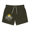 Swim Trunks — "Sun's Out" Tropical Beach Logo Quick-Dry Board Shorts