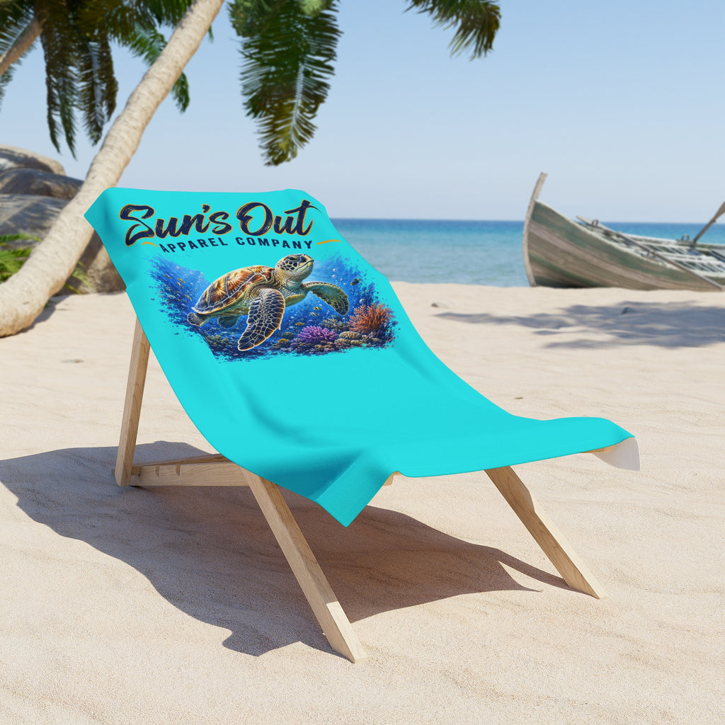 Sun's Out Sea Turtle Beach Towel – Tropical Ocean Wave Design